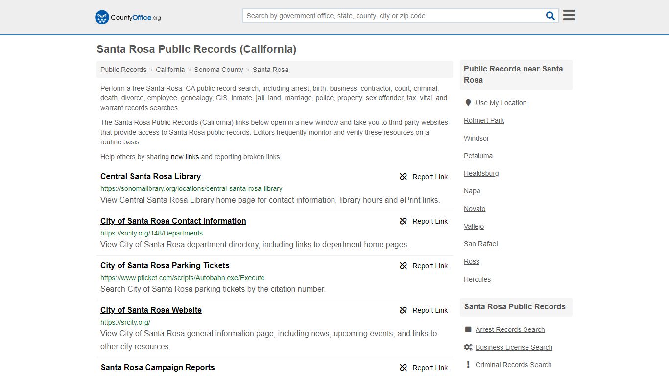Public Records - Santa Rosa, CA (Business, Criminal, GIS, Property ...